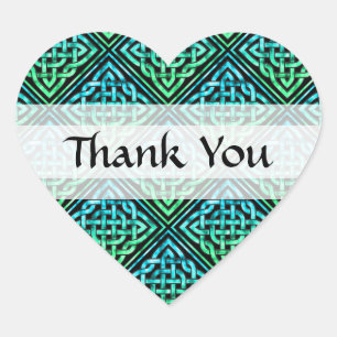 Tack Celtic Knot - Blue Grönt Heart Sticker Hjärtformat Klistermärke