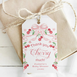 Tack Cherry Mycket körsbär på toppen baby shower Presentetikett