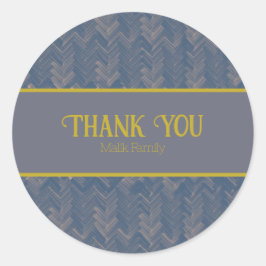 Tack Chevron Mönster Retro Blue Personalize Runt Klistermärke