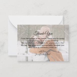 Tack,chic calligraphy bröllop-foto anteckningskort