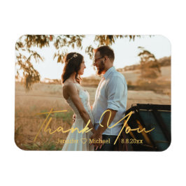 tack chic guld handskriven bröllopsfoto  magnet