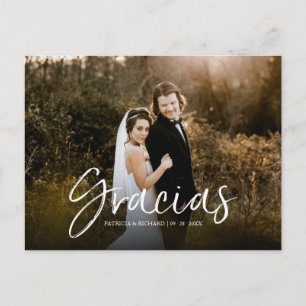 Tack Chic Script Bröllop Tack Foto Vykort