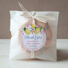 Tack Citroner Rosa Vit Baby Shower Favor Runt Klistermärke