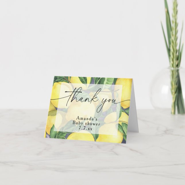 Tack - Citrus Citron - Baby shower Kort (Framsida)