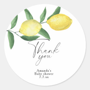 Tack - Citrus Citron - Baby shower Runt Klistermärke