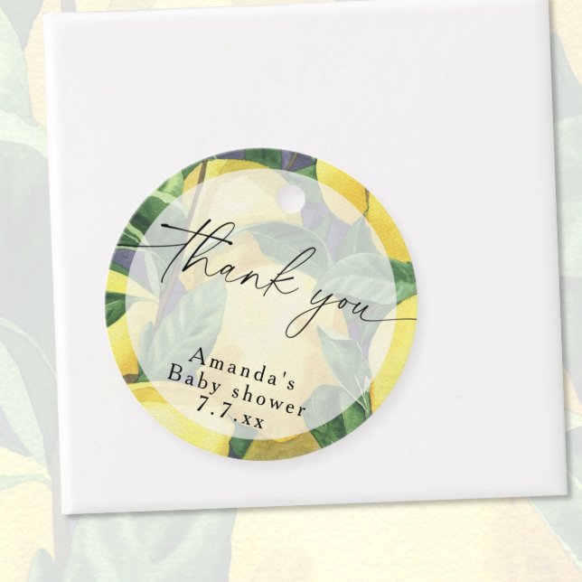 Tack - Citrus Lemon - Babydusch Gåvor Etiketter (Skapare uppladdad)