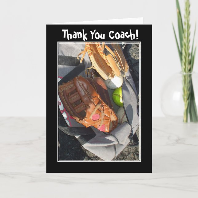 Tack Coach baseball-gratulationskort (Framsida)