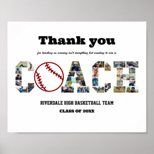 Tack Coach Baseball Team Photo Collage Poster