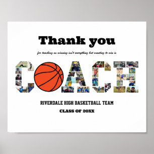 Tack Coach Basketball Team Photo Collage Poster