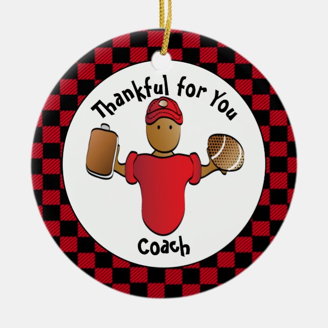 Tack Coach Gift - Personlig Keepsaké Julgransprydnad Keramik (Framsidan)