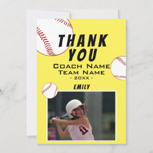 Tack, Coach Gult Softball Photo Card Tack Kort