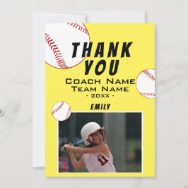 Tack, Coach Gult Softball Photo Card Tack Kort