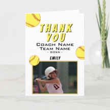 Tack, Coach Gult Softball Photo Card