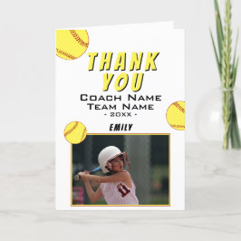 Tack, Coach Gult Softball Photo Card Tack Kort
