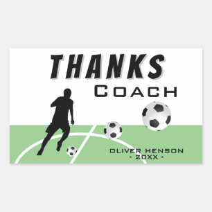 Tack, Coach Soccer Player Rektangulärt Klistermärke