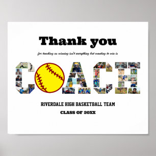 Tack Coach Softball Team Photo Collage Poster