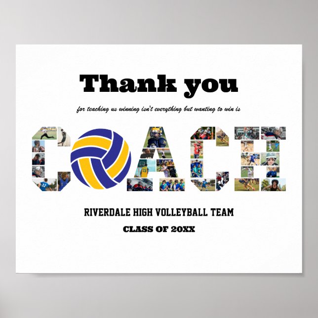 Tack Coach Volleyball Team Photo Collage Poster (Framsidan)