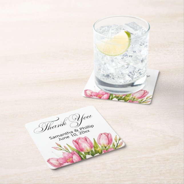 Tack coaster bröllopsgåvor underlägg papper kvadrat (Insitu)