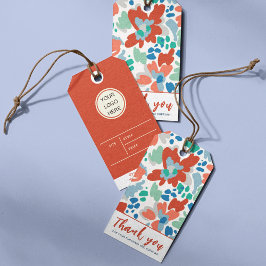 Tack Colorful Blommigt Clothing Presentetikett