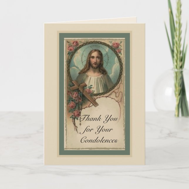 Tack Condolence Sympathy Rosary Jesus Kor (Framsida)
