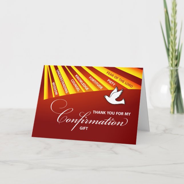 Tack Confirmation Gift Guld & Red Rays (Framsida)