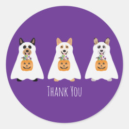 Tack Corgi Ghost Hundar Halloween Runt Klistermärke
