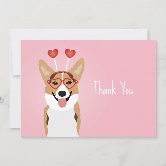 Tack Corgi Hund Valentines day Kort (Framsida)