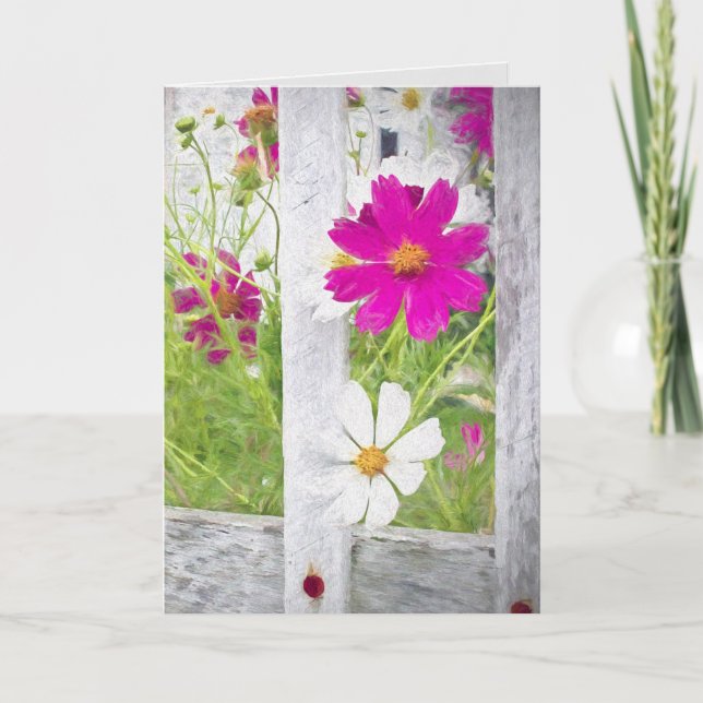 Tack Cosmos Blomsterträdgård Kort (Framsida)