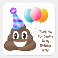 Tack Customized Poop Emoji Birthday Stickers