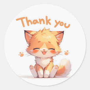 Tack Cute Anime Cat Runt Klistermärke