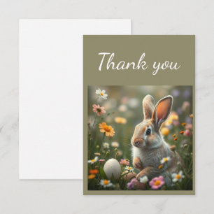 Tack Cute Bunny Rabbit Påskägg Flowers Kort