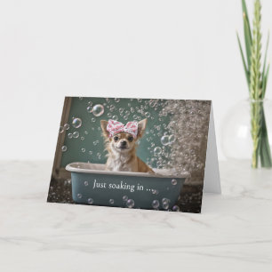 Tack Cute Chihuahua Puppy i Bubble Bath Kort