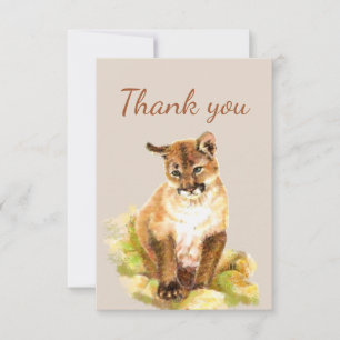 Tack Cute Cougar Puma berget Lejona Unge Kort