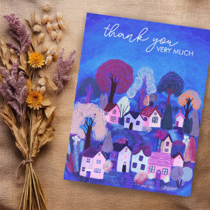TACK Cute Country lantlig illustration Vykort