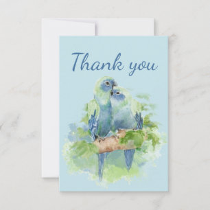 Tack Cute Cuddling Blue Parrot Birds Kort
