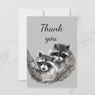 Tack Cute Cuddling Raccoon Hugs Kärlek Animal Kort