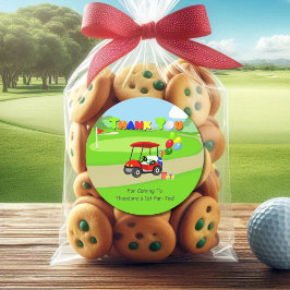 Tack Cute Cute 1:a födelsedag Red Golf Cart Boy's Runt Klistermärke