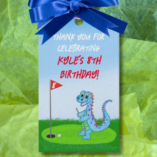 Tack Cute Dinosaur Golf Tema Barnkalas Presentetikett