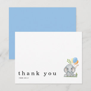 Tack Cute Elephant Blue Pojke Anteckningskort