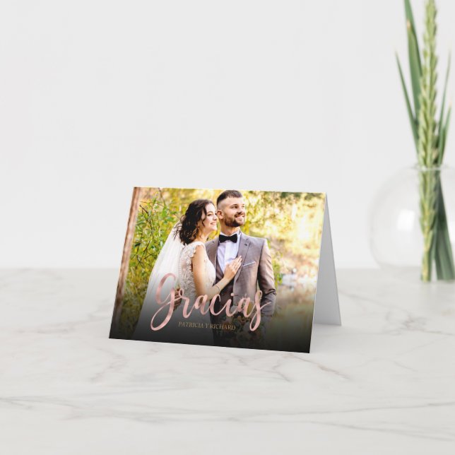 Tack Cute Foto Bröllop Spanska Tack (Framsida)