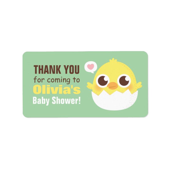 Tack Cute Kläckande Kyckling Baby Shower Etiketter Adressetikett (Framsidan)