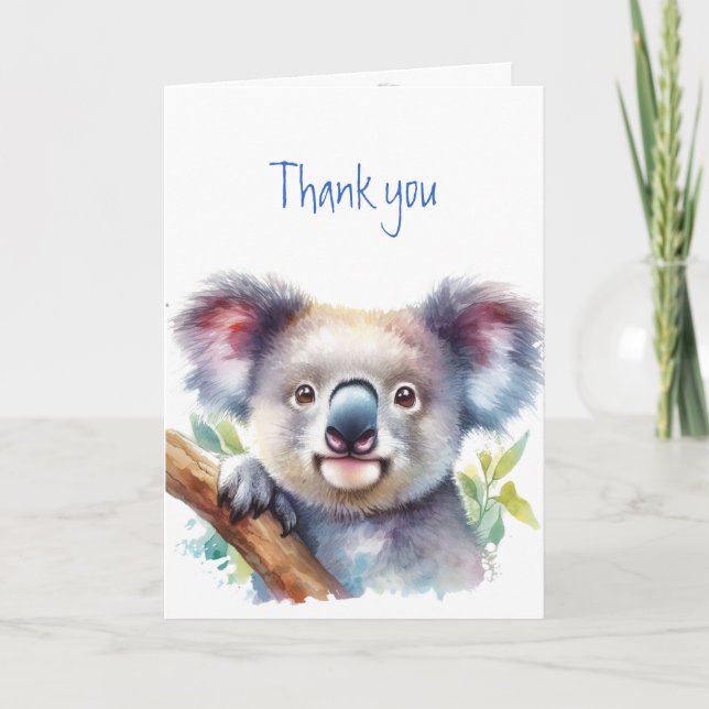 Tack, Cute Koala Bear Animal Nature Art Kort (Framsida)