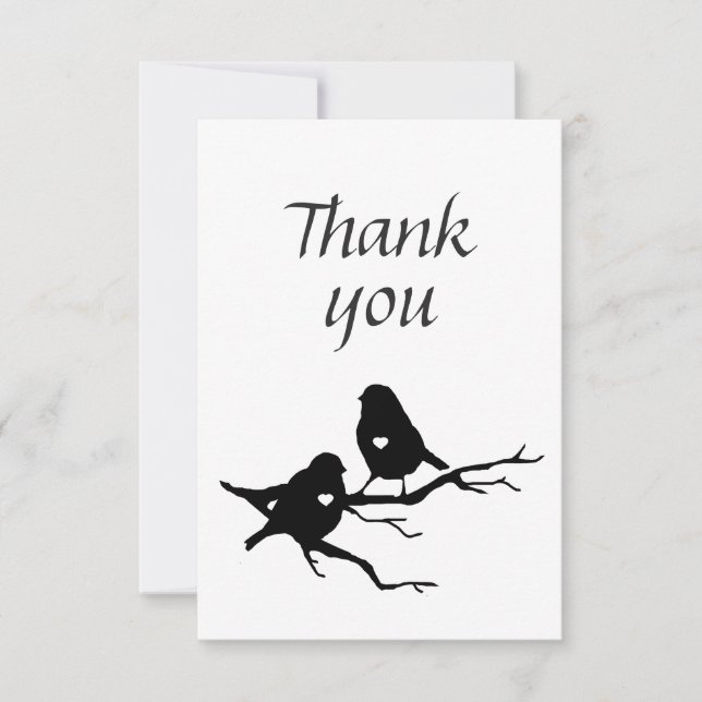 Tack Cute Little Bird Silhouette på Gren (Framsida)