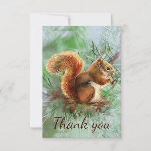 Tack Cute Little Red Squirrel Animal Art Kort