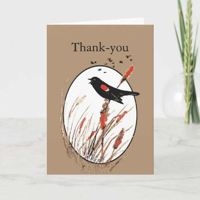 Tack Cute Little Red Winged Blackbird Bird Kort (Framsida)