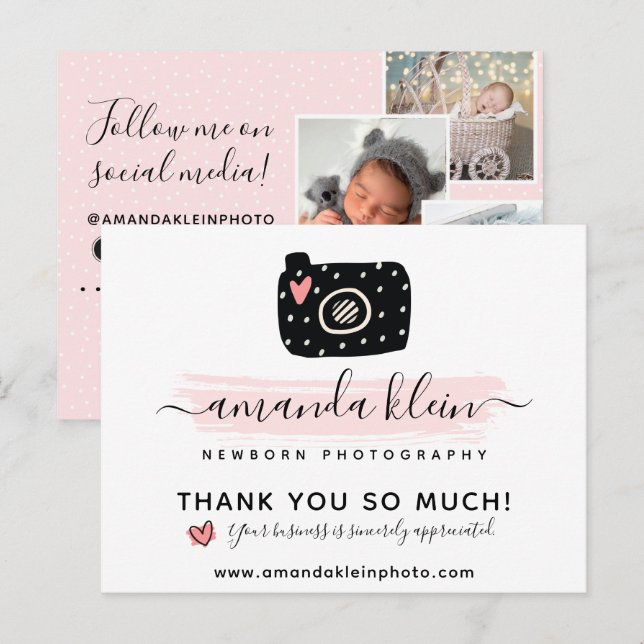 Tack Cute Minimalistisk Fotografi Logotyp 4-Foto Vykort (Fram/baksida)