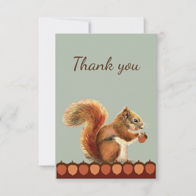 Tack Cute Red Squirrel Animal Natature Art Kort (Framsida)