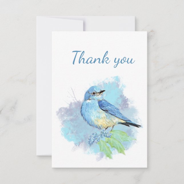 Tack Cute Watercolor Bluebird Garden Bird Art (Framsida)
