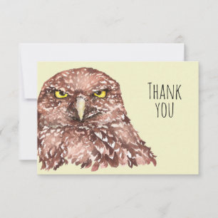 Tack Cute Watercolor Burrowing Uggla Bird Art Kort
