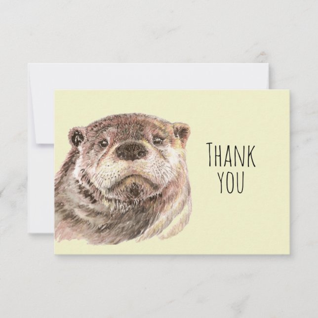 Tack Cute Watercolor Otter Animal Art Natur (Framsida)
